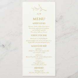 Menu Ivory Monogram Botanical Minimalist Wedding