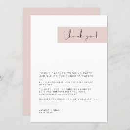 Menu JALAINE Modern Blush Pink Plate Obrigado