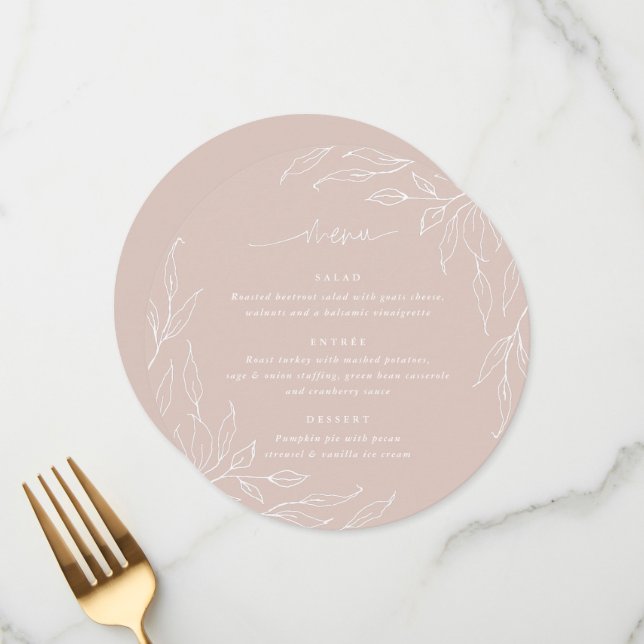 Menu Janta de Ação de Graças Blush Leaf Motif (Frente/Verso In Situ)