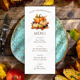 Menu Janta de Ação de Graças de Pumpkin