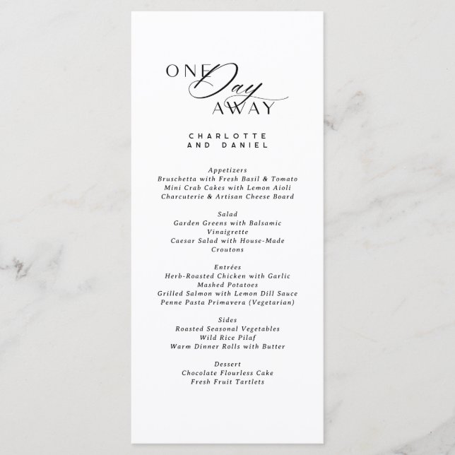 Menu Janta Elegante De Ensaio De Casamento Um Dia Longe (Frente)