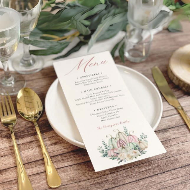 Menu Jantar de Ação de Graças com Abóbora Floral de Out (Criador carregado)