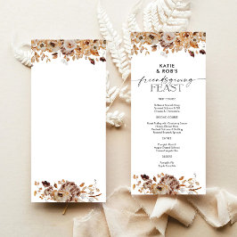 Menu Jantar de Ação de Graças com tema de Folhas de Out