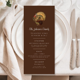 Menu Jantar de Ação de Graças da Família Peru Vintage