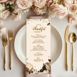 Menu Jantar de Ação de Graças dos Amigos Minimalista Mo