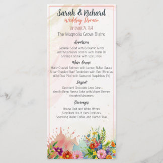 Menu Jantar de Casamento com Flores Silvestres