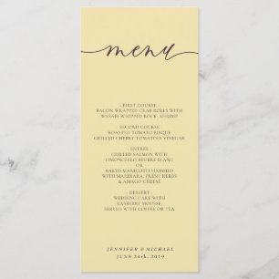 Menu Jantar de Casamento com Rótulo de Figos e Champanh