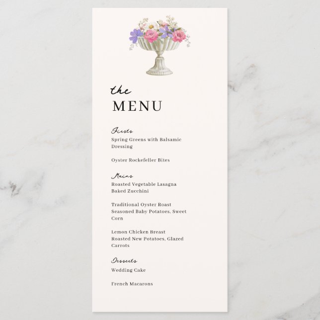 Menu Jantar de Casamento com Urna de Jardim Toscana (Frente)