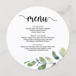Menu Jantar de Casamento Fuga Romântica Moderno Rústico