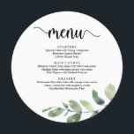 Menu Jantar de Casamento Simples Moderno Rústico Eucali<br><div class="desc">Moderno Rústico Eucalipto,  Luzes de Corda,  Formatos de Placas Redondas,  Cardápio de Jantar de Casamento Simples. Um menu de bar perfeito para o seu grande dia. Você pode alterar as cores da fonte do script e alterar o conteúdo e as fontes do menu para atender às suas necessidades.</div>