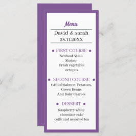 Menu Jantar de Casamento Simples Roxo Personalizado