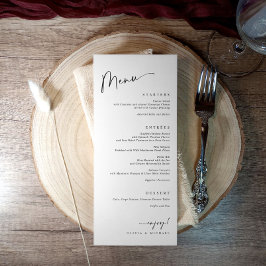 Menu Jantar de Curso de Comida Moderna Casamento Preto