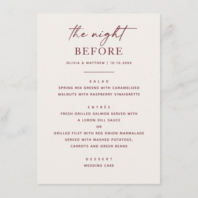 Menu Jantar de Ensaios em Marfim Macio | Casamento Eleg (Frente)