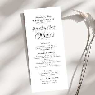 Menu Jantar de Ensaios Moderno e Elegante Um Dia à Part