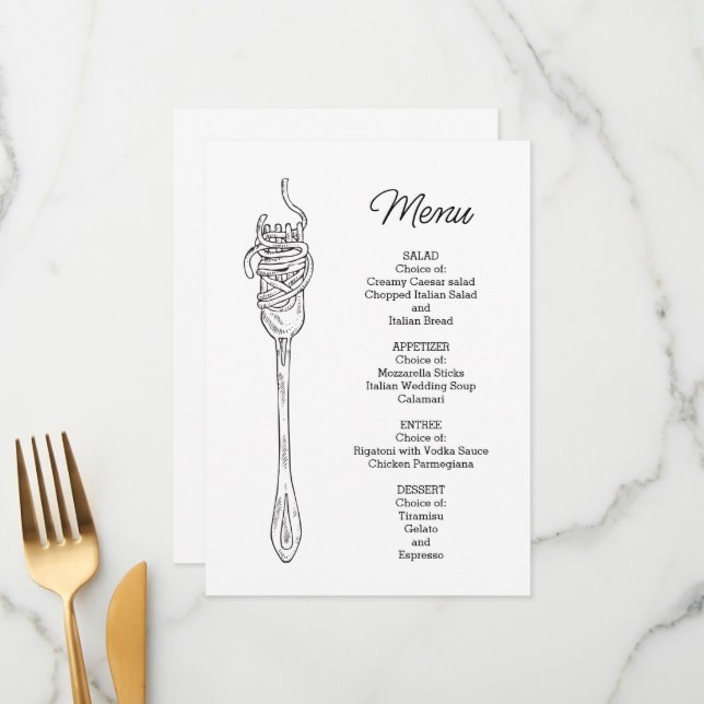 Menu Jantar de Espaguete  (Frente/Verso In Situ)