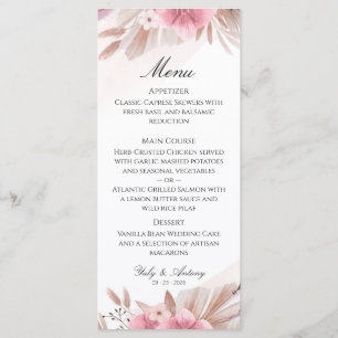 Menu Jantar de Mesa de Catering Flor de Boêmia