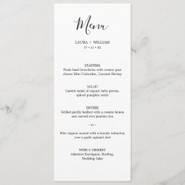 Menu Jantar de Natal de Casamento com Caligrafia Mínima