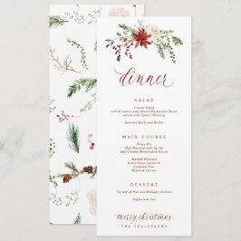 Menu Jantar de Natal em Aquarela Festiva e Elegante