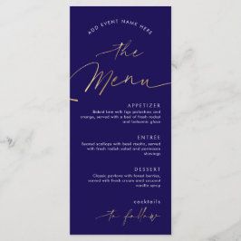 Menu Jantar de Negócios da Empresa Navy & Gold Script