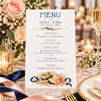 Menu Jantar de Noite de Casamento Elegante Chic Vintage
