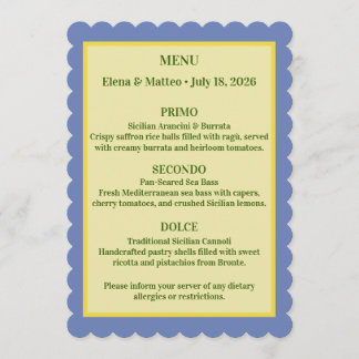 Menu Jantar de Noivado com Azulejo Siciliano e Limão