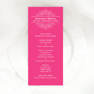 Menu Jantar de Noivado Rosa Quente Elegante