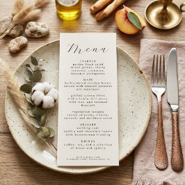 Menu Jantar de Recepção de Casamento com Caligrafia Rús
