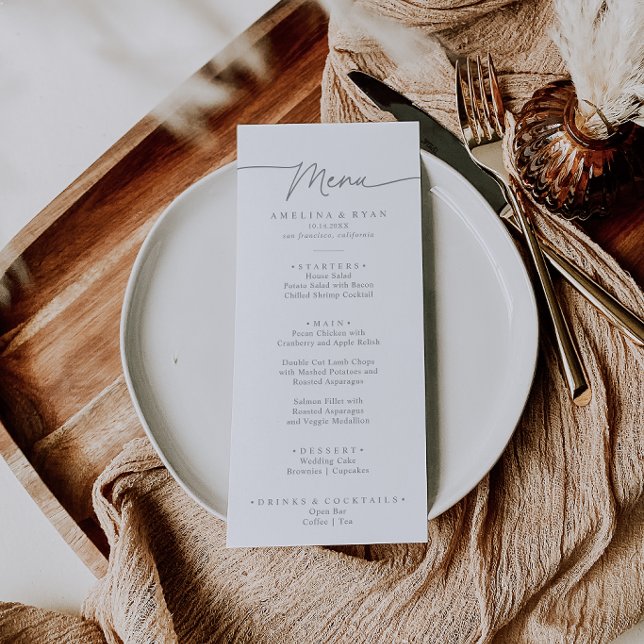 Menu Jantar Minimalista Simples Cinza Atenuado (Criador carregado)