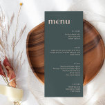 Menu Janto Alto e Esmagador de Arte de Alta Altura<br><div class="desc">Menus de Janto de Altura de Casamento da Arte Elegante Minimalista em Teal e Blush</div>