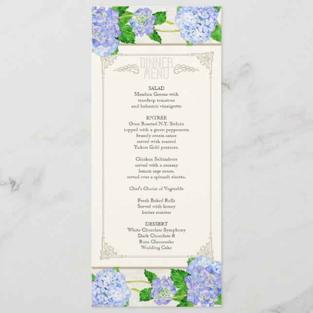 Menu janto - Blue Hydrangea Lace Floral Formal (Frente)