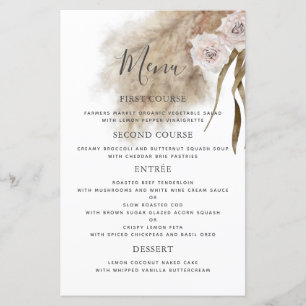 Menu Janto Boho Pampas Grass Botânico Casamento
