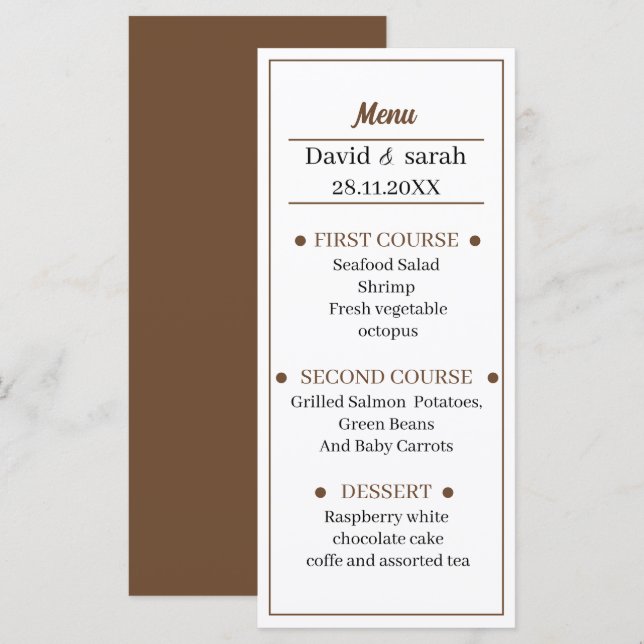 Menu Janto Brown Wedding (Frente/Verso)