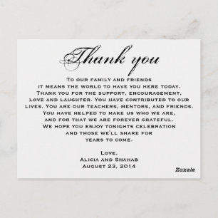 Menu Janto cartões de agradecimentos E Casamento