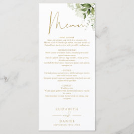 Menu Janto Casal Greenery Floral Dourado Monograma