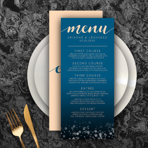 Menu Janto Casamento Azul Elegante Peach Oceanic
