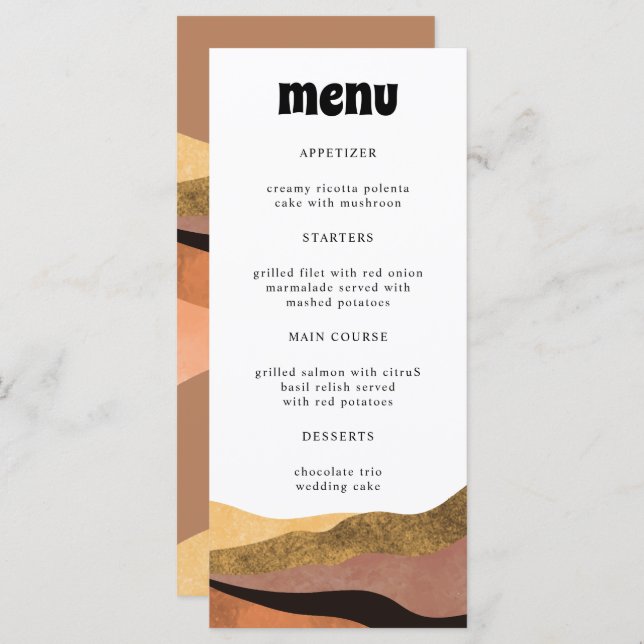 Menu Janto Casamento Bohemian Terracotta Groovy (Frente/Verso)