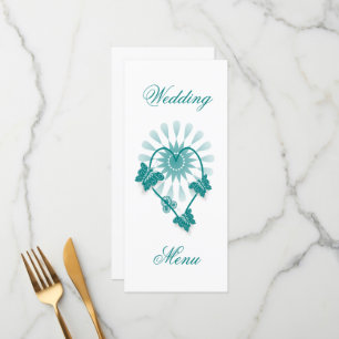 Menu Janto Casamento Borboletas Teais Coração