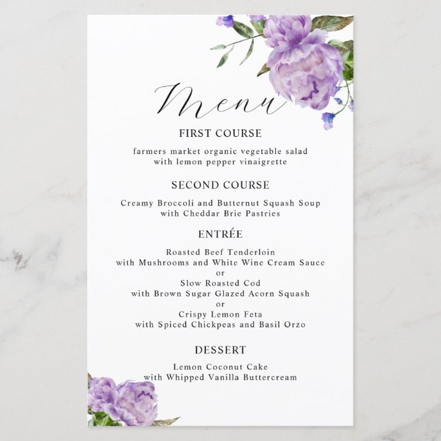 Menu Janto Casamento com Flor de Púrpura (Frente)