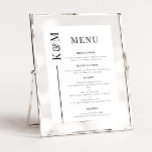 Menu Janto Casamento de Linha Limpa Branca<br><div class="desc">Lista de menus de janto de casamento legante com linha simples e limpa com o casal inicial do lado. O fundo é branco.</div>