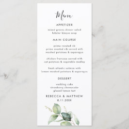 Menu Janto Casamento de Script Watercolor Eucalyptus