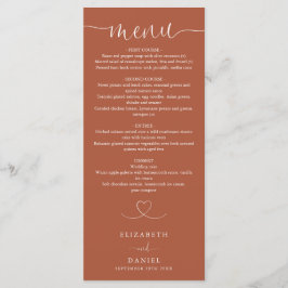 Menu Janto Casamento de Teracotta Heart Script