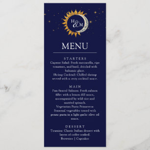Menu Janto Casamento do Monograma Elegante Sun e M