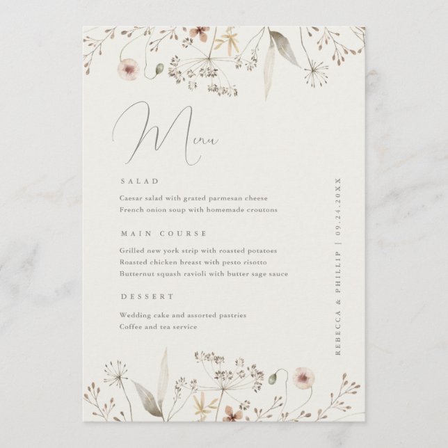 Menu Janto Casamento Elegante Boho Wildflower (Frente)