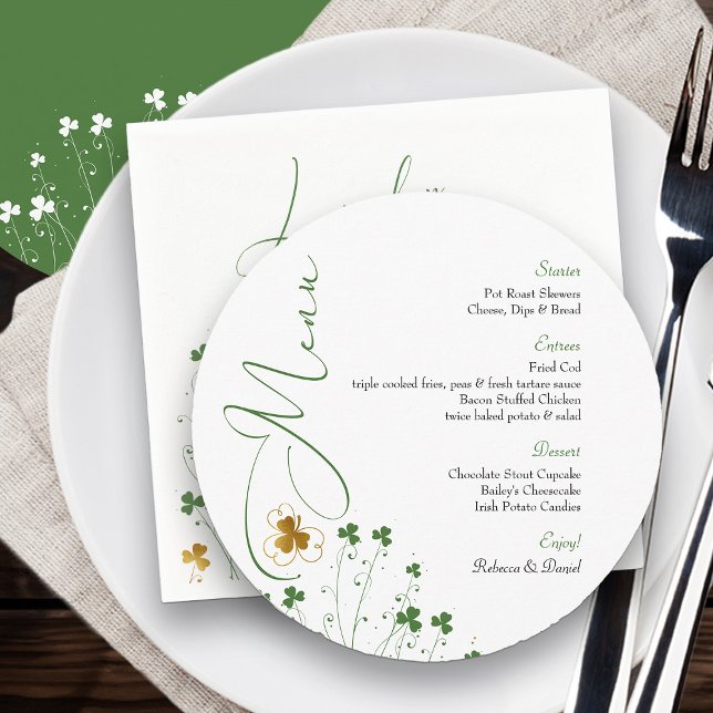 Menu Janto Casamento Elegante Shamrock Wildflower irlan (Wedding Menu 
from my Shamrock Wildflower Collection)
