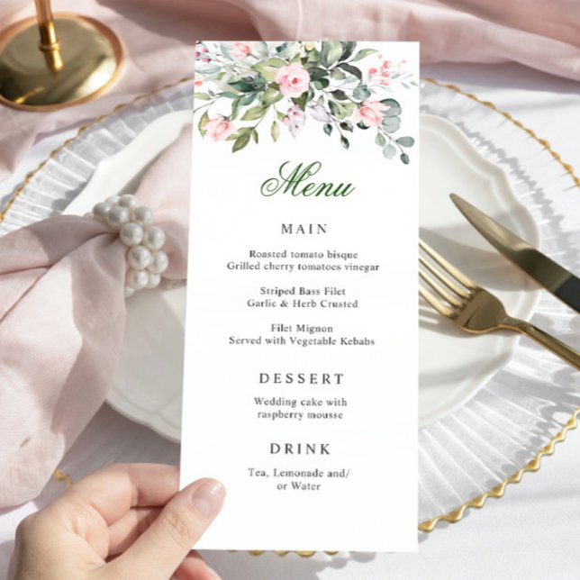 Menu Janto Casamento Eucalyptus Greenery Watercolo (Criador carregado)