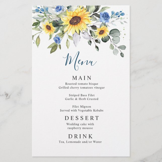 Menu Janto Casamento Eucalyptus Sunflower Elegante (Frente)