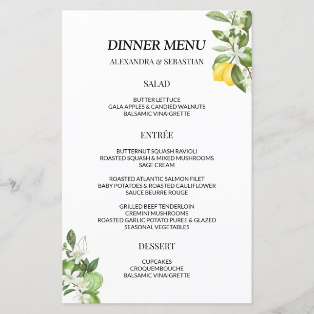 Menu Janto Casamento Greenery Lemony (Frente)