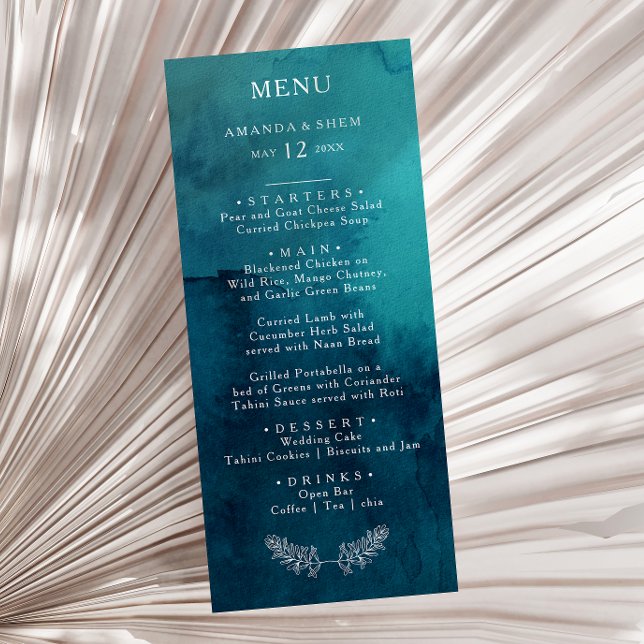 Menu Janto Casamento Moody Ocean Watercolor (Criador carregado)