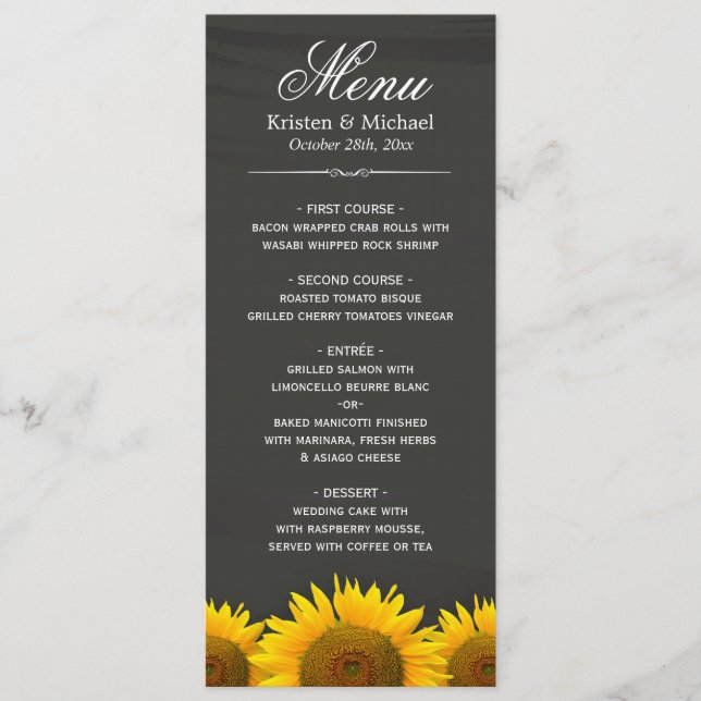 Menu Janto Casamento Rustic Sunflower Chalkboard (Frente)