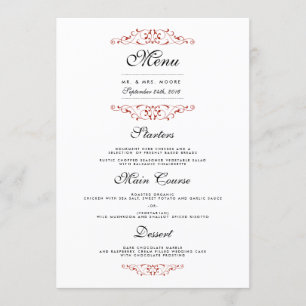 Menu Janto Casamento Vermelho Elegante